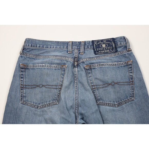 Vintage Y2K Lucky Brand Mens 32x32 Distressed Flared Wide Leg Denim Jeans Blue - Picture 13 of 16